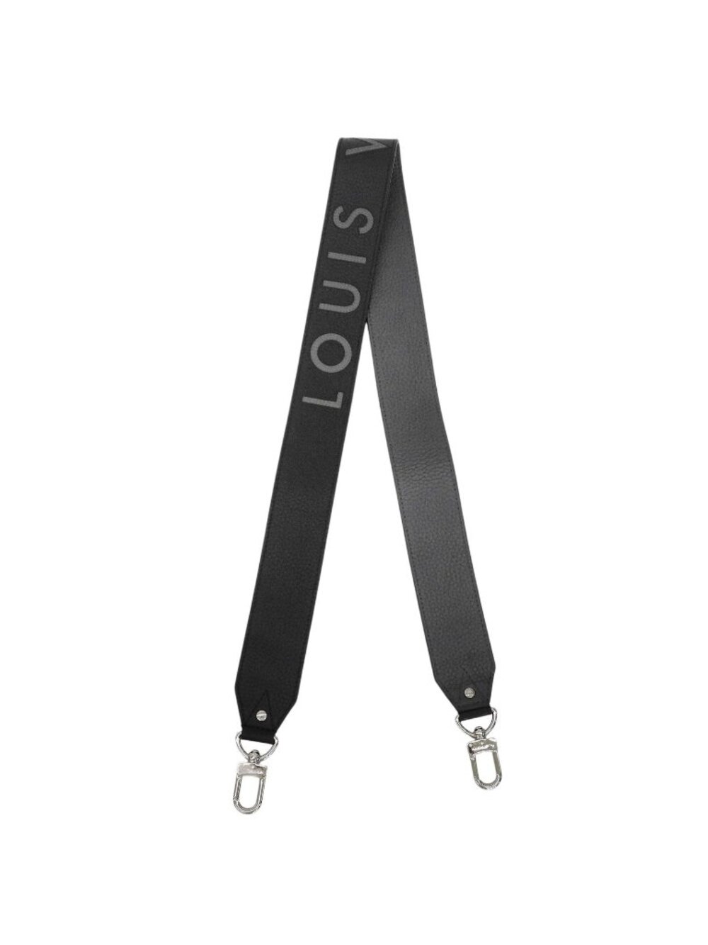 Louis Vuitton Logo Design Leather Shoulder Strap Black Gray Silver